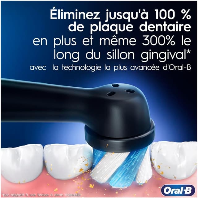 Detalle de Oral-B iO Série 9 brosse à dents électrique noire (capteur de pression, 7 modes) + 3 têtes de recharge