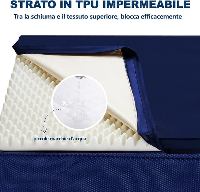 Detalle 2 de WAVVE Cuccia Cane Grande ortopedica 91x69x7,6 cm con copertura impermeabile estraibile e lavabile