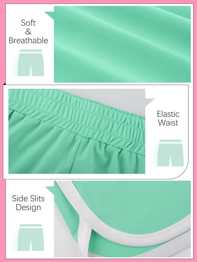 Detalle de Aikuco 5-Pack Girls Soccer Shorts (Toddler to Youth) Quick-Dry Athletic Running & Gym Shorts