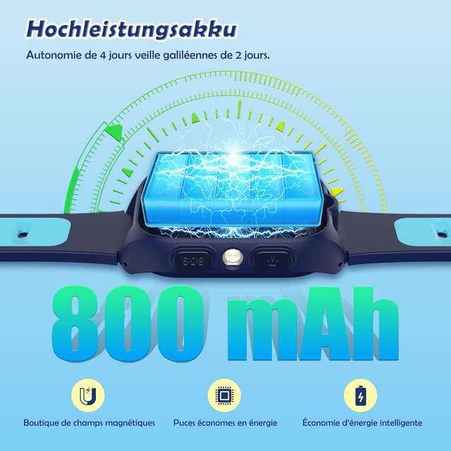 Detalle de Montre connectée enfant 4G avec GPS, appel vidéo et SOS (SeTracker2) – IP67, mode école et podomètre