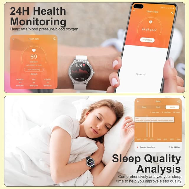 Thumbnail 3 de Colesma Brillante Smartwatch Plateado Mujer ⌚ Llamadas, Salud y Fitness