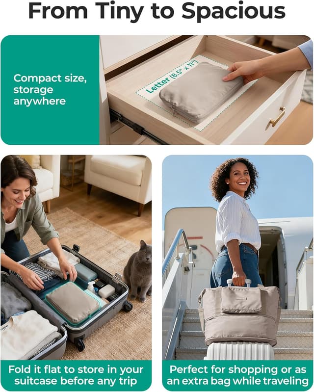 Thumbnail 4 de BAGSMART faltbare Reisetasche 37 L Schwarz