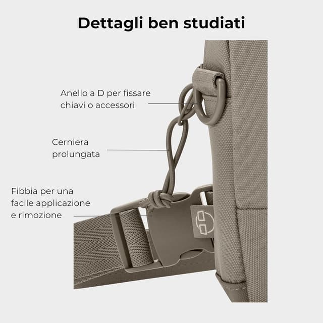 Detalle 2 de Johnny Urban Sling Bag Arthur in poliestere riciclato – borsa a tracolla monospalla idrorepellente per travel, festival e escursionismo