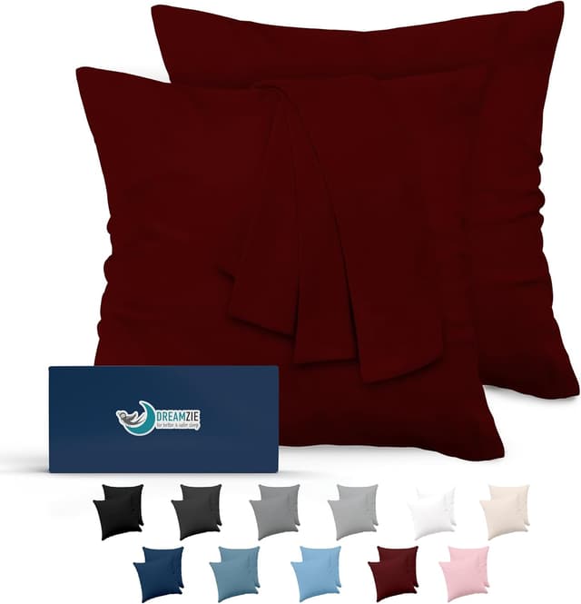 Imagen de Dreamzie Taie Oreiller 60x60 Lot de 2 Bordeaux en OfertitasTOP