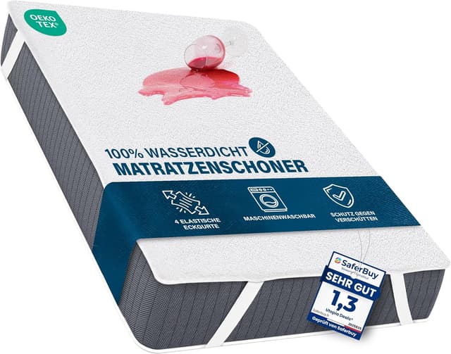 Detalle de Utopia Bedding Matratzenschoner 140 x 200 cm wasserdicht mit elastischen Eckbändern (Oeko-TEX) – Matratzenschutz in Weiß