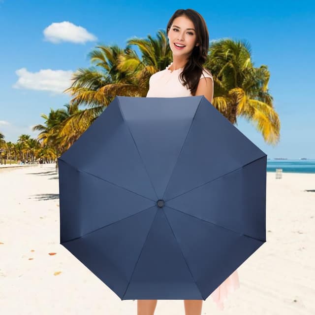 Detalle 2 de CUBY Travel Umbrella Folding Umbrella with One-Touch Open/Close, Windproof Frame and UV-Resistant Canopy