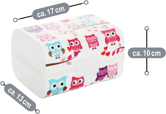 Thumbnail 6 de com-four® Brotdose im Vintage-Stil mit Deckel – Lunchbox mit 3 Fächern (17 x 13 x 10 cm) – Eulen-Design