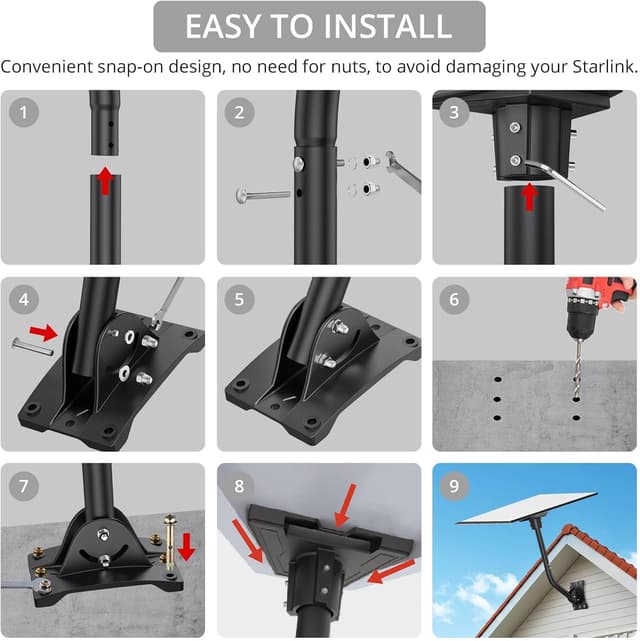 Detalle 2 de Justech Starlink Gen 3 Mount Kit – Complete Wall & Roof Mount with Pipe Adapter (for Standard Dish V3)
