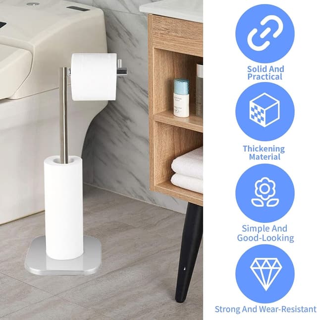 Detalle de Toilet Roll Holder Free Standing Stainless Steel Chrome Stand for 6 Rolls (Silver)