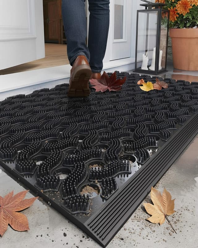 Detalle de COLOR&GEOMETRY Zerbino esterno in TPE ultra resistente 43x75 cm nero con connettori