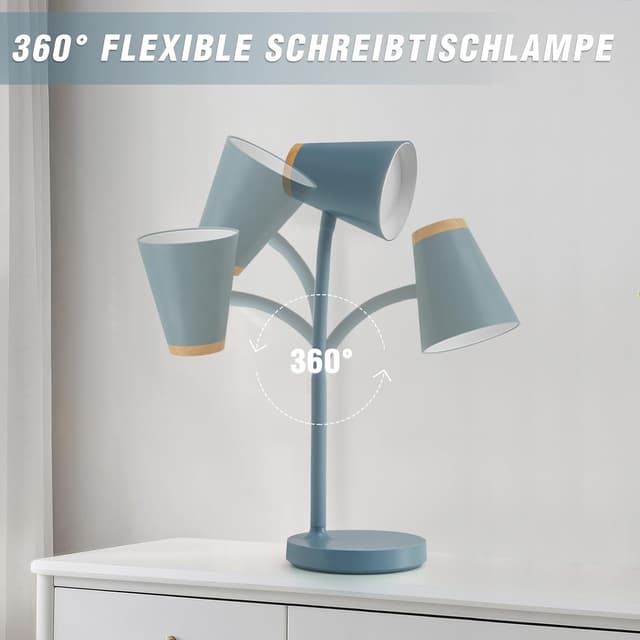 Detalle de GyroVu LED-Schreibtischlampe mit Touch-Dimmung und flexiblem Gänsehals (blau)