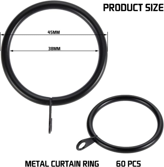 Thumbnail 2 de Kinsinder 60PCS Metal Curtain Rings 38mm