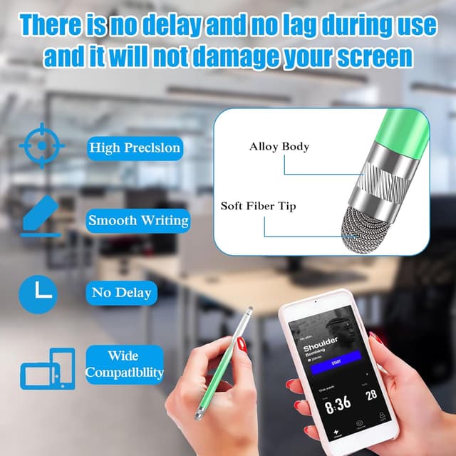 Detalle de Bopomofo Tablet Stift Set (5 Stück) Touchscreen Stylus mit Faserkspitze – universell für iPhone, iPad, Android & Tablets