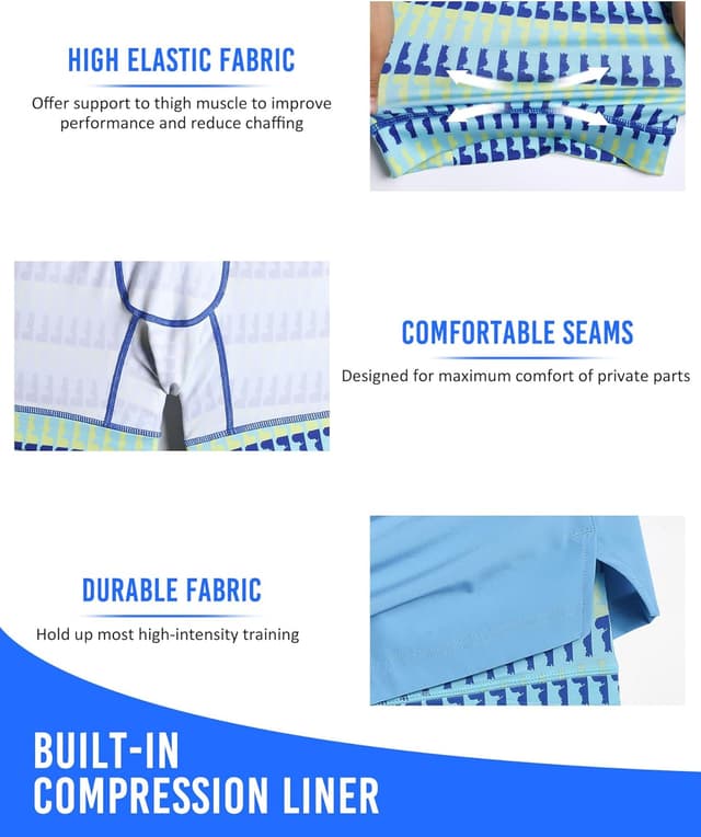 Detalle 2 de maamgic 5" Mens Gym Running Shorts 2-in-1 Quick Dry