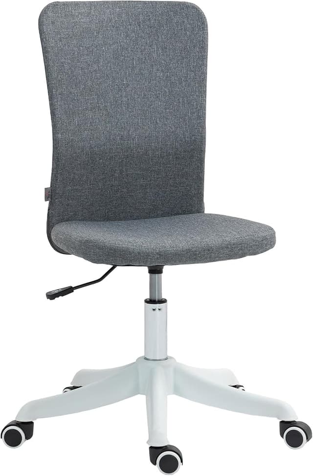 Detalle de HOMCOM Silla de Oficina Giratoria con Tapizado🪑 Gris