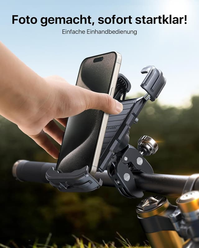 Detalle de andobil Handyhalterung Fahrrad (Diebstahlschutz, 360° Drehbar) für iPhone 17/16/15/14/13 Pro Max