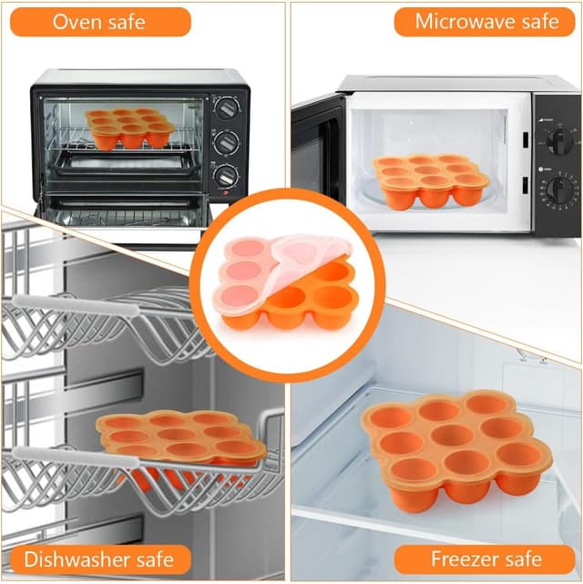 Detalle 2 de Aolso contenitore per alimenti in silicone con coperchio e 9 scomparti (arancione)