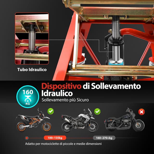 Thumbnail 5 de VIVOHOME Sollevatore idraulico moto fino a 160 kg 🛠