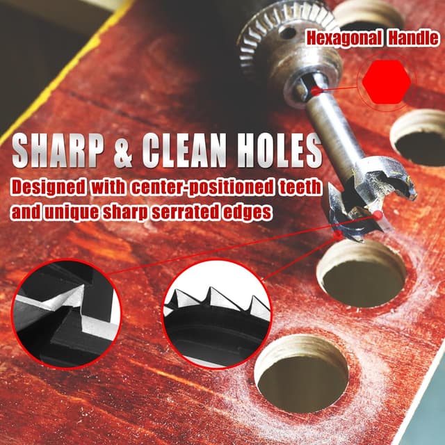 Detalle 2 de NICAVKIT Professional Forstnerbohrer 35 mm (Sechskantschaft 6,35 mm) für Holz