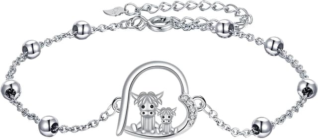 Detalle de J.MUEN Armband Damen aus 925 Sterling Silber mit Tier-Anhänger (mit Geschenkbox, ca. 17 + 4 cm)