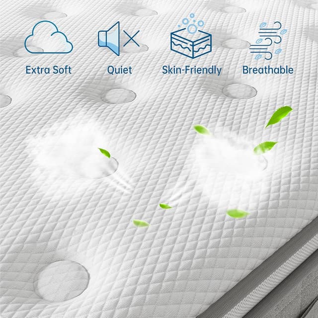 Detalle 2 de TeQsli 10 Inch 7-Zone Orthopaedic Hybrid Single Mattress (Gel Memory Foam & Pocket Springs) – Medium Firm, Edge Support, 90x190x25cm