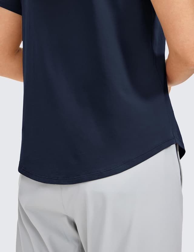 Detalle de CRZ YOGA camicia a maniche corte in cotone Pima da donna con vestibilità ampia