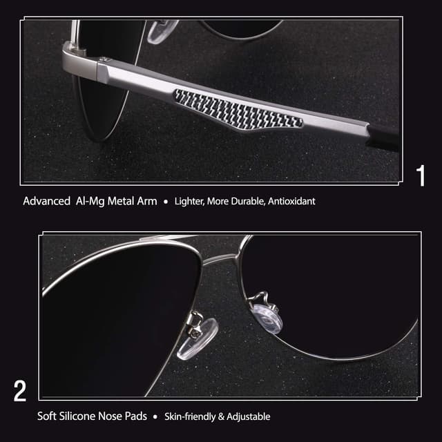 Detalle 2 de GQUEEN Pilotenbrille Herren polarisiert mit UV400-Schutz (MOS1)