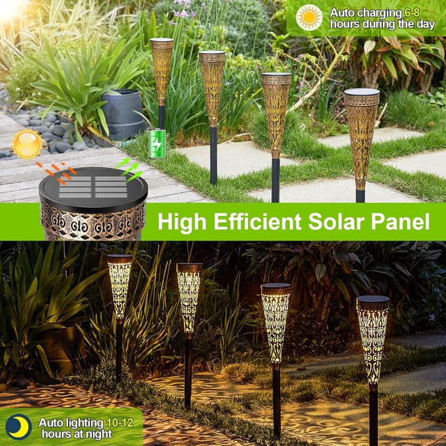 Detalle 2 de GEARLITE Solarlampen für Außen Garten (4er-Set) mit Warm-/Weiß-LED und IP65