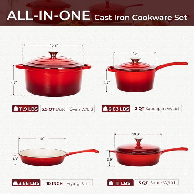 Thumbnail 6 de Kitchen Academy 7-Pc Cast Iron Set