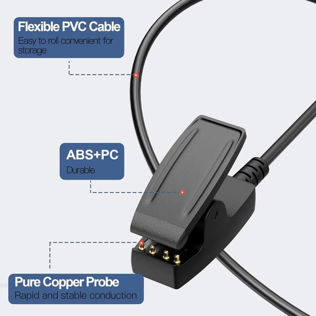 Detalle de TUCANA 2 Pack USB Charging Clip Sync Data Cable for Garmin watches & fitness devices (compatible listed models)
