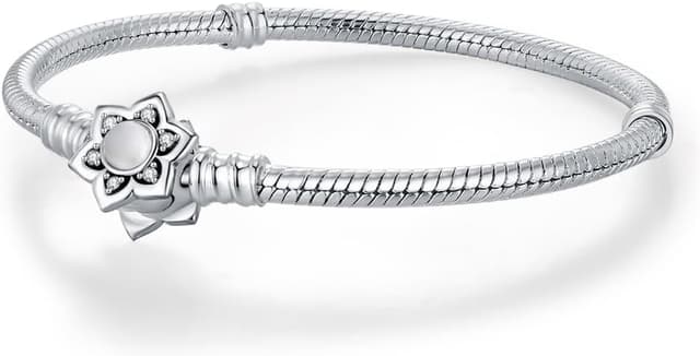 Detalle de BOIGEGU Damen-Armband in Silberoptik mit Herz-Schlangen-Gliedern und Kronen-Charm-Verschluss