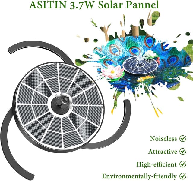 Detalle de AISITIN solar water fountain 3.7W