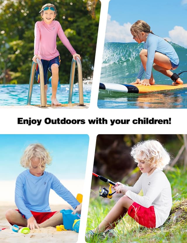 Detalle 2 de Roadbox Boys Rash Guard Swim Shirt (UPF 50+), Long Sleeve Kids UV Swim Top