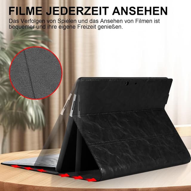 Detalle de NANRUIL Hülle für iPad Air 1./2. Gen & iPad 5./6. Gen (9,7 Zoll) echtes Leder – Schwarz