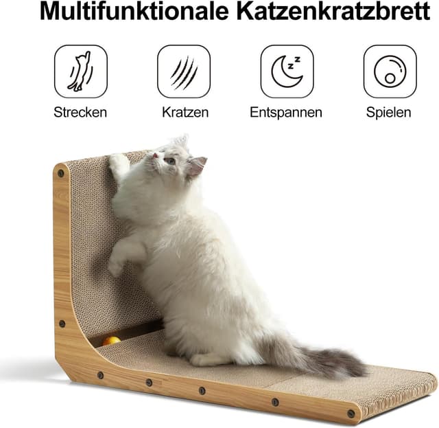 Detalle 2 de FUKUMARU Kratzbrett L‑Form 68 cm für Katzen 🐱