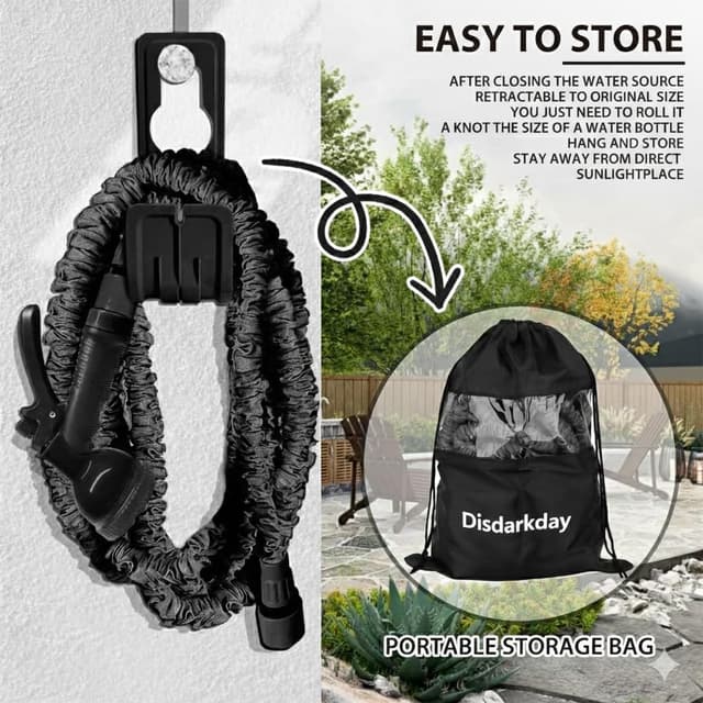 Thumbnail 6 de Expandable Garden Hose Pipe (50FT) with 8-Function Spray Nozzle & 1/2", 3/4" Connectors