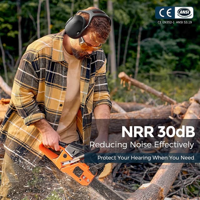 Detalle 2 de ERM TOOL Ear Defenders noise reduction safety ear muffs (35 dB SNR) with carry bag