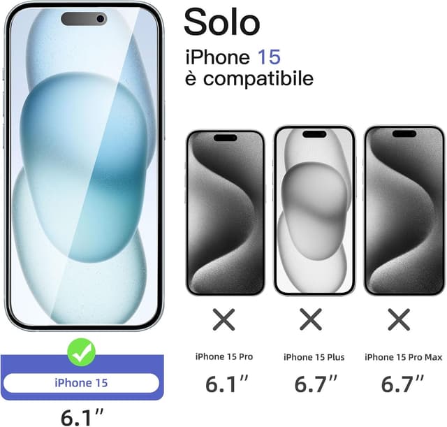 Thumbnail 1 de NEW'C Pellicola Privacy per iPhone 15 6,1″