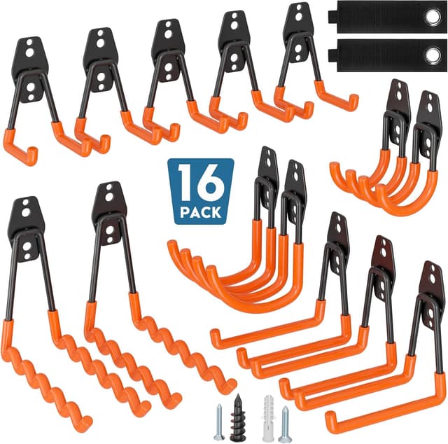 Detalle de BONTEC garage hooks 16 pack, heavy duty