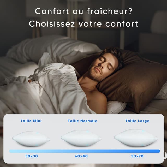 Detalle de Oreiller ergonomique cervical CloudÉtoile, modèle 50x70 ajustable en mousse à mémoire