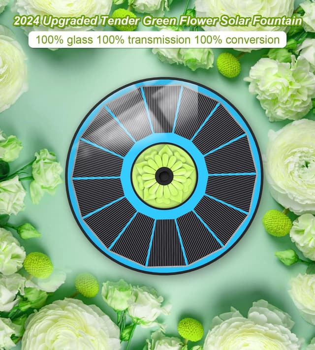 Detalle 2 de SZMP Solar Springbrunnen mit 3,5W Glas-Teichpumpe, 7 Düsen & 4 Fixrohren (blau)
