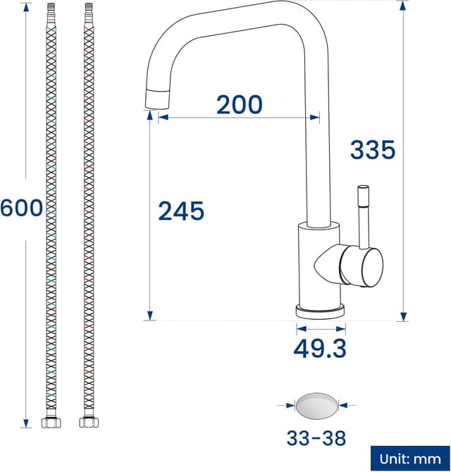 Detalle de CECIPA Küchenarmatur 360° Drehbar aus Edelstahl 304