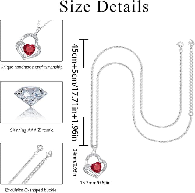 Detalle 2 de J.MOULING Damen Halskette aus 925 Sterling Silber mit Doppelherz-Anhänger und 3A Zirkonia