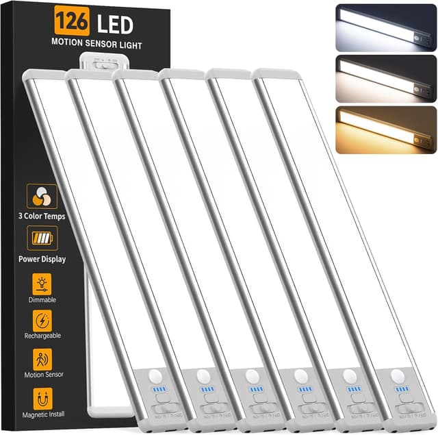 Detalle de Under Cabinet Lighting Wireless 15-inch Rechargeable Motion Sensor Lights (6-Pack)