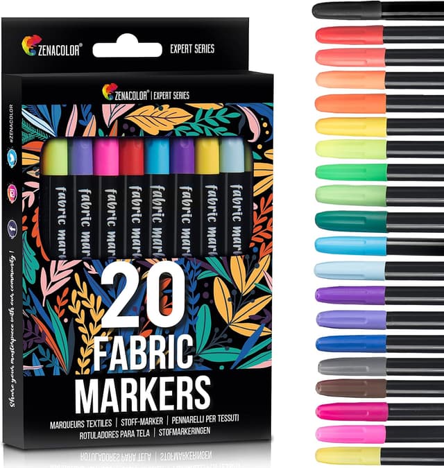 Detalle de Zenacolor 20 Fabric Markers Pens Set 20pc