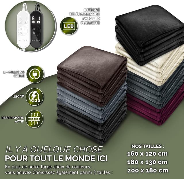 Thumbnail 6 de Sinnlein Chauffe-lit surmatelas chauffant 160 x 120 cm marron, 9 niveaux et arrêt automatique