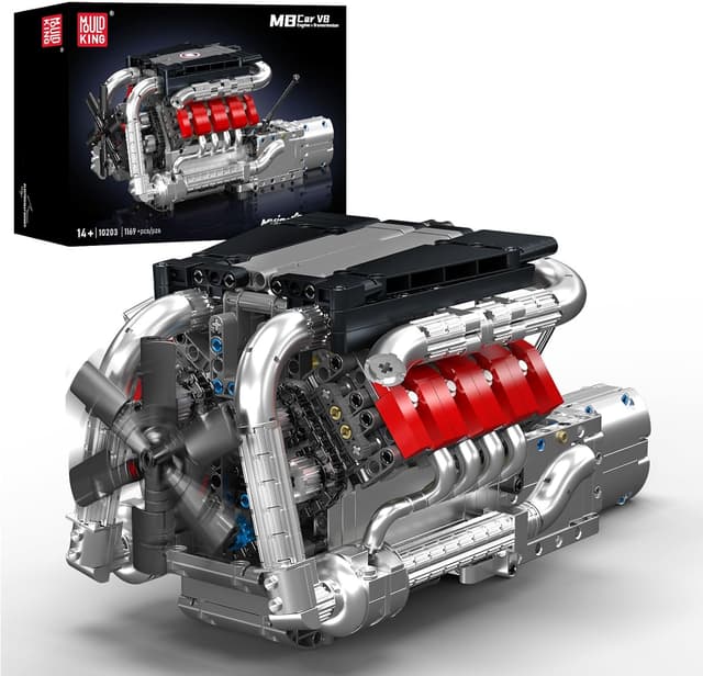 Detalle de Mould King 10203 V-8-Motor mit 1.169 Teilen