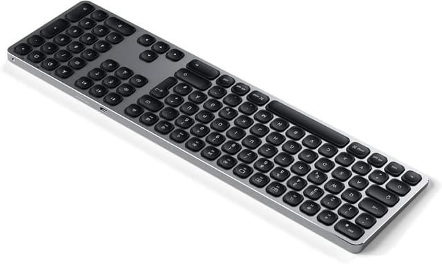 Detalle de Satechi Clavier Bluetooth sans fil avec pavé numérique et pavé alphanumérique QWERTZ (allemand) – rechargeable USB-C, multi-appareils