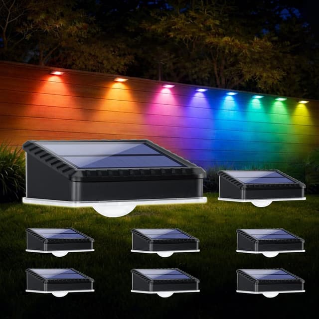 Detalle de Echosari solar fence lights RGB, 8 pack