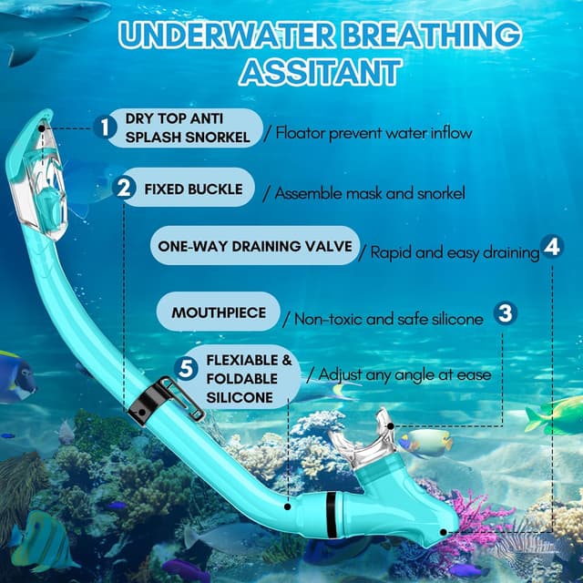 Thumbnail 5 de HiiPeak Kids Snorkel Set Dry Top Mask